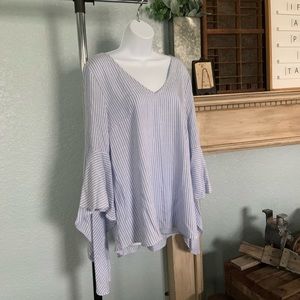 Blue and White Striped top size L